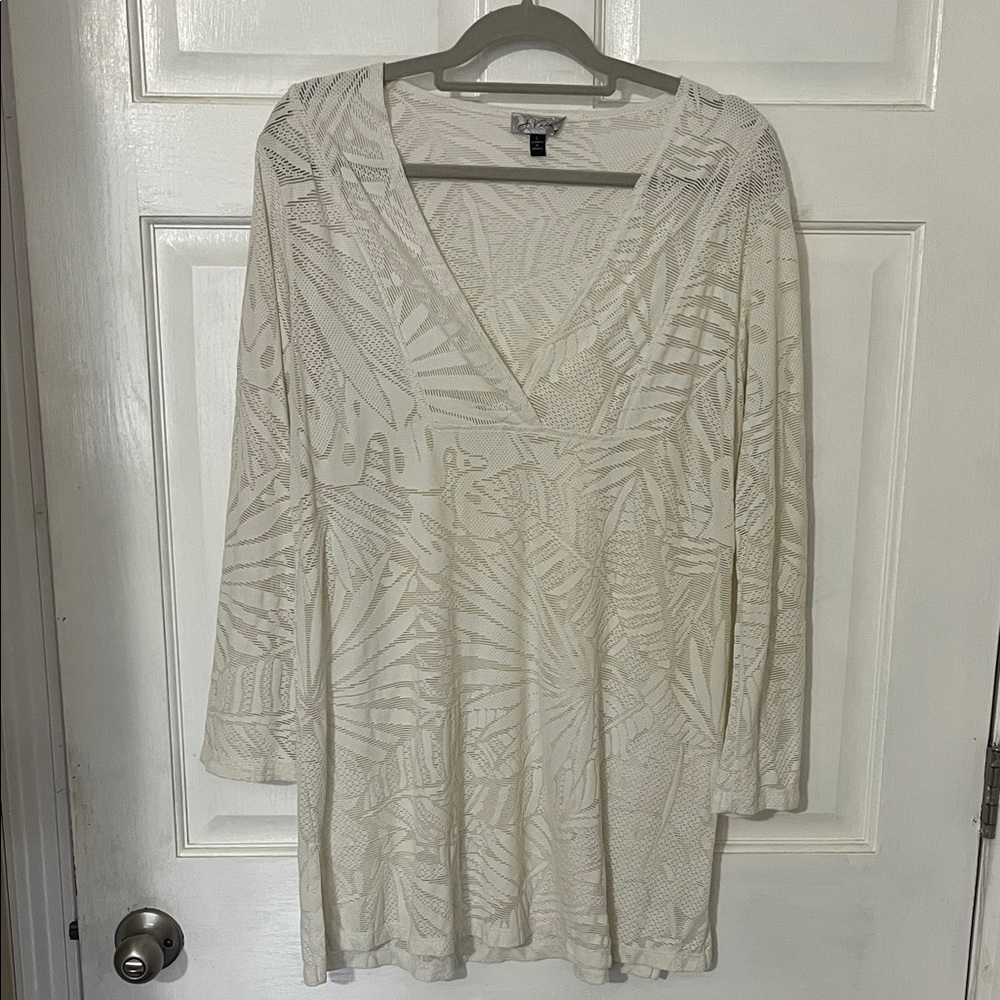 J. Valdi White Patterned Swimsuit Coverup